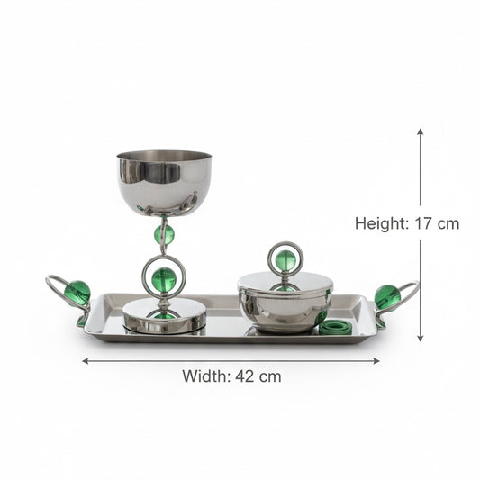 Luxury Incense Burner Gift Set in Wooden Box- G/Silver