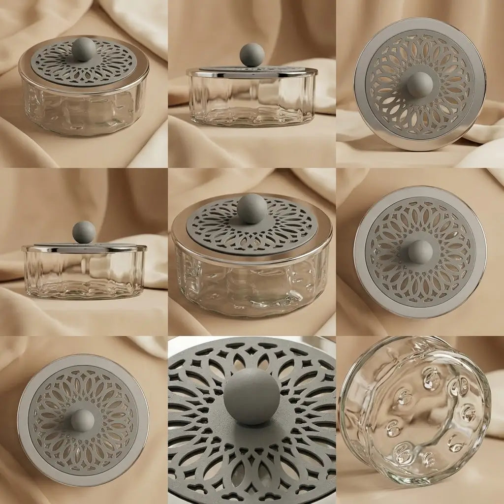 Modern Glass Candy Box (L) - Silver - Mawaeen