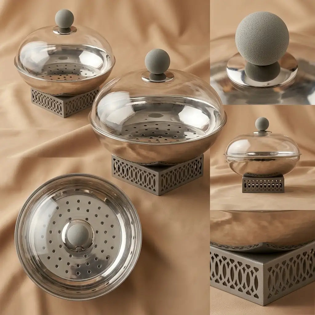 Modern Salad Bowl with Glass Dome – Gray - Mawaeen