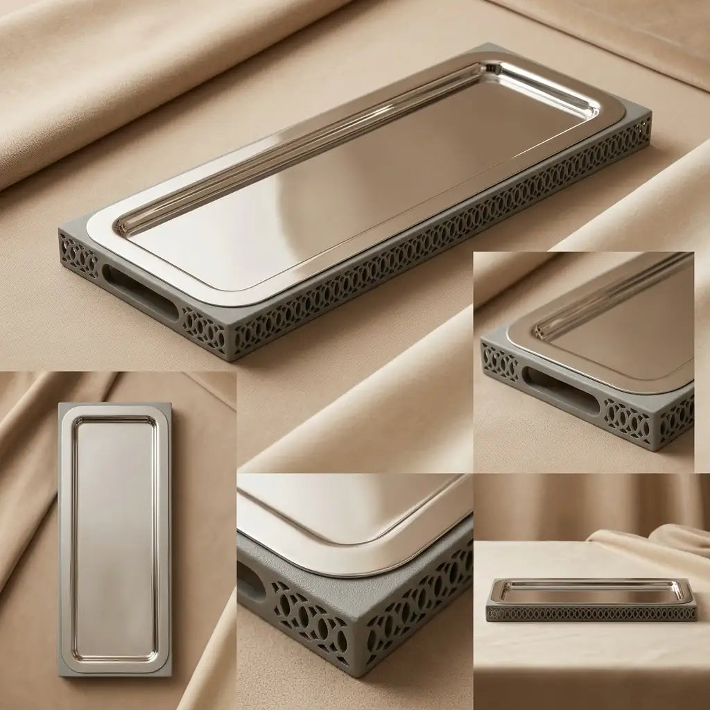 Modern Rectangular Serving Tray (S) – Silver - Mawaeen