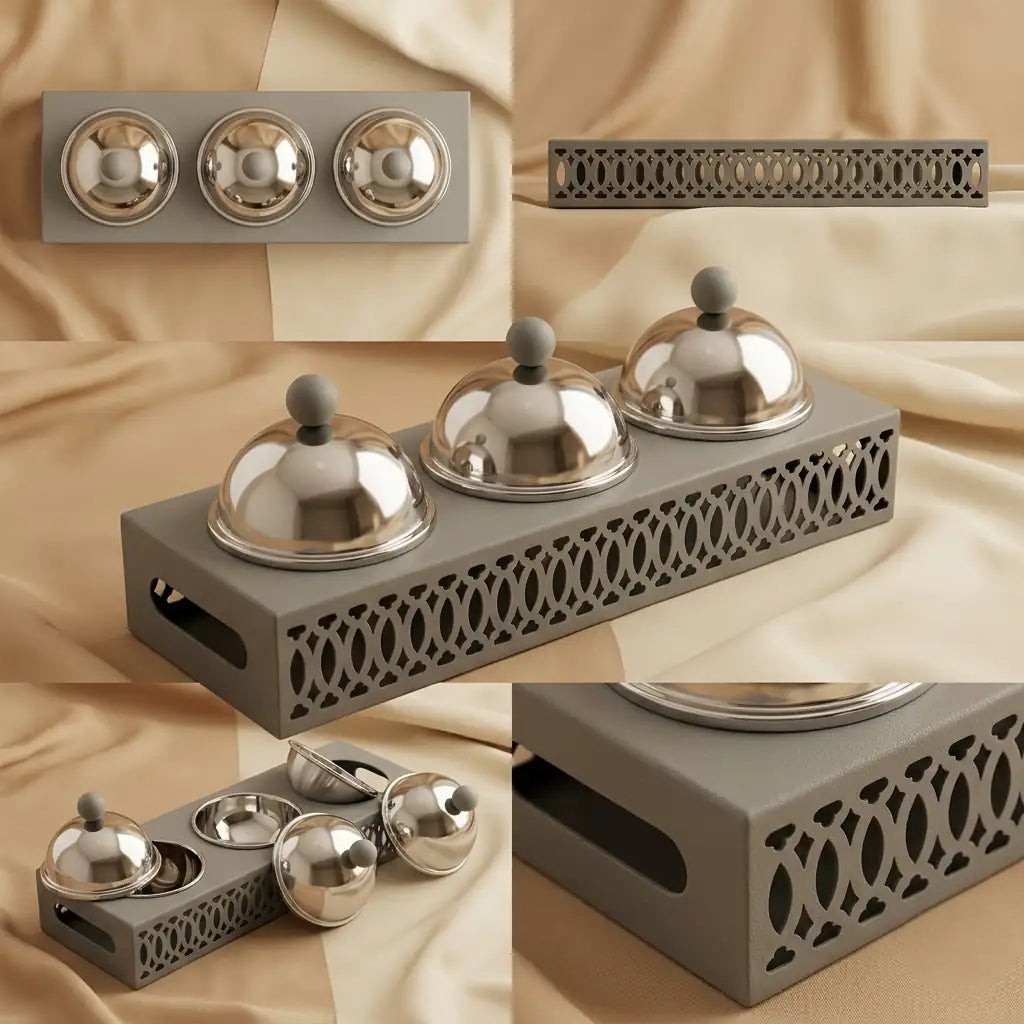 Modern Triple Candy Bowl Set - Gray - Mawaeen