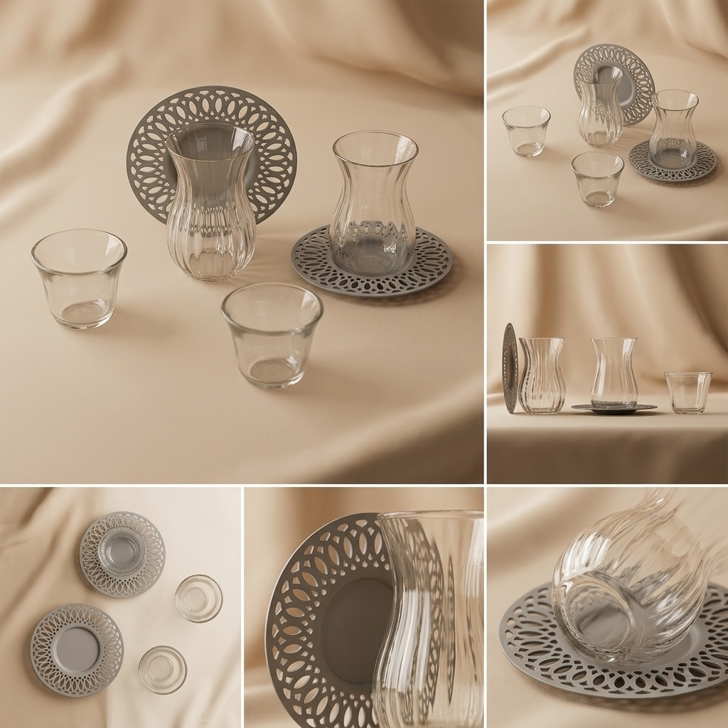 Modern 18-Piece Tea & Coffee Serving Set – Gray - Mawaeen