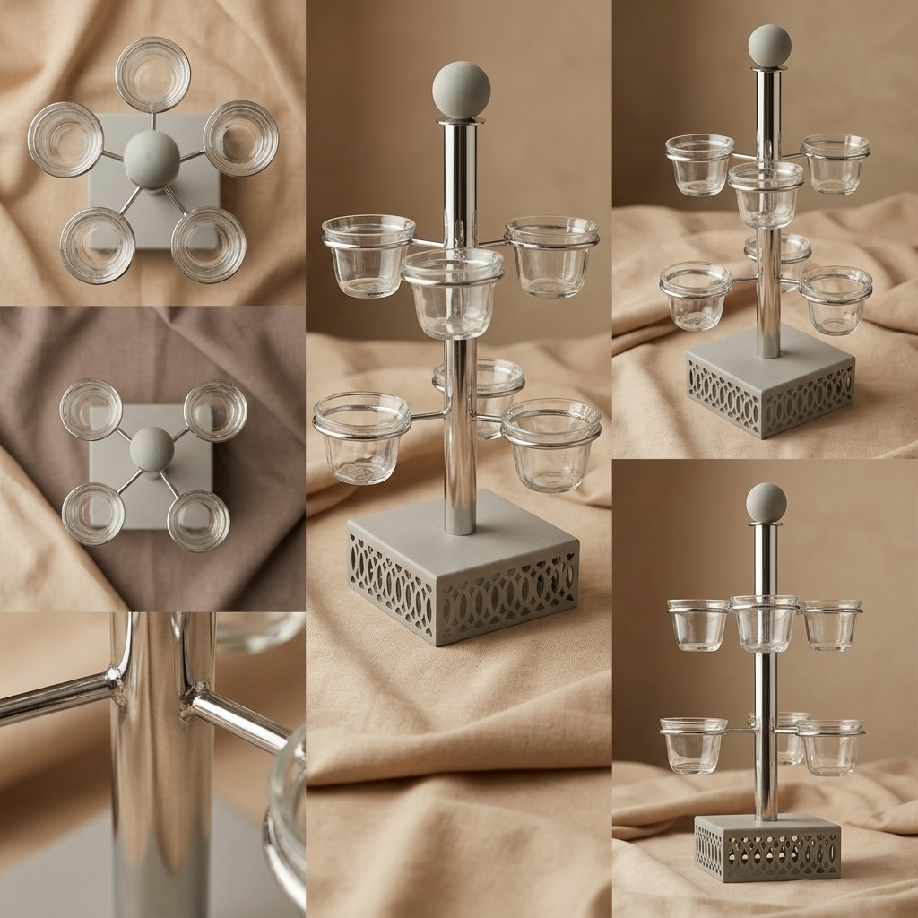 Modern 6-Piece Arabic Coffee Cup Holder – Gray - Mawaeen