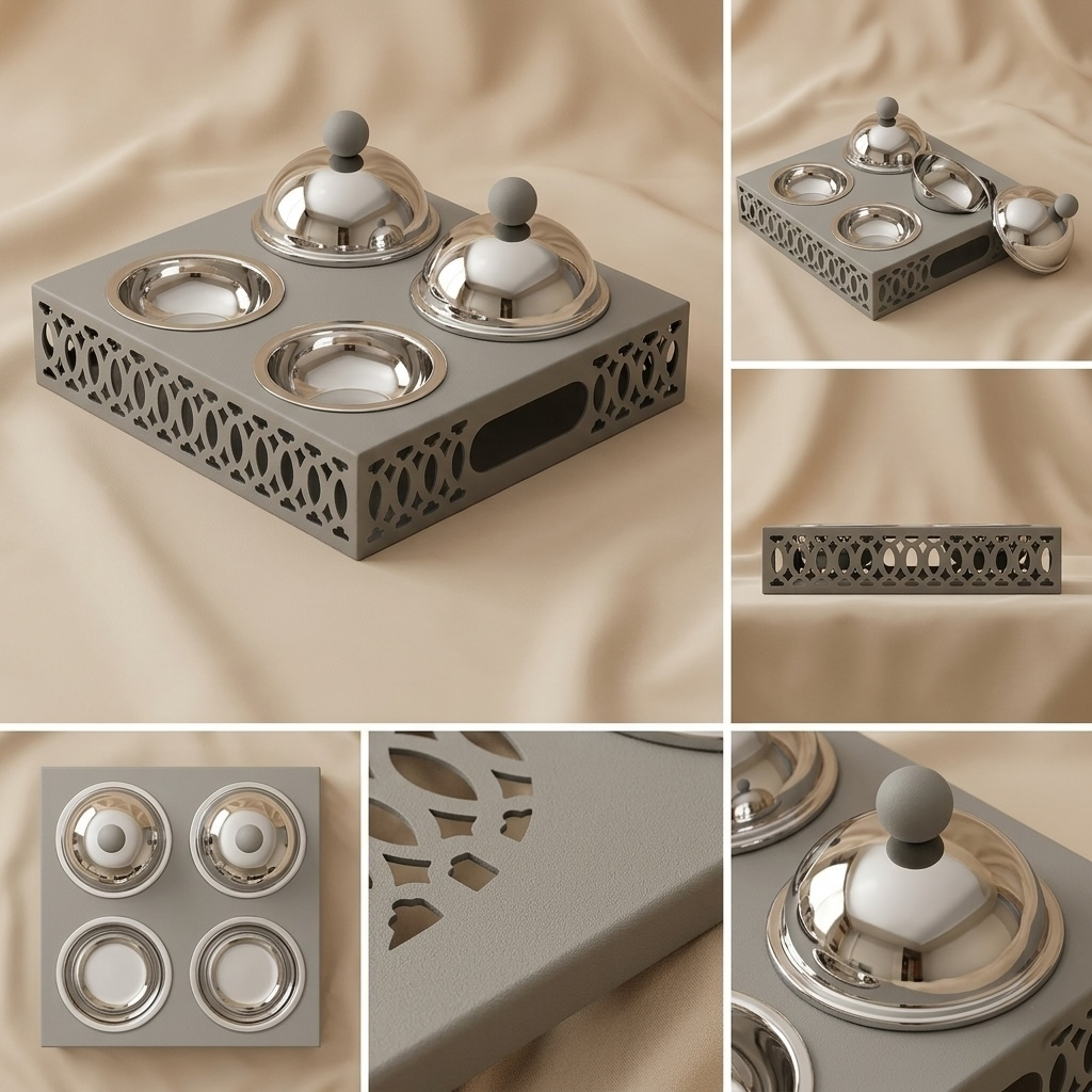 Modern Quadruple Candy Bowl Set - Gray - Mawaeen