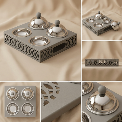 Modern Quadruple Candy Bowl Set - Gray - Mawaeen