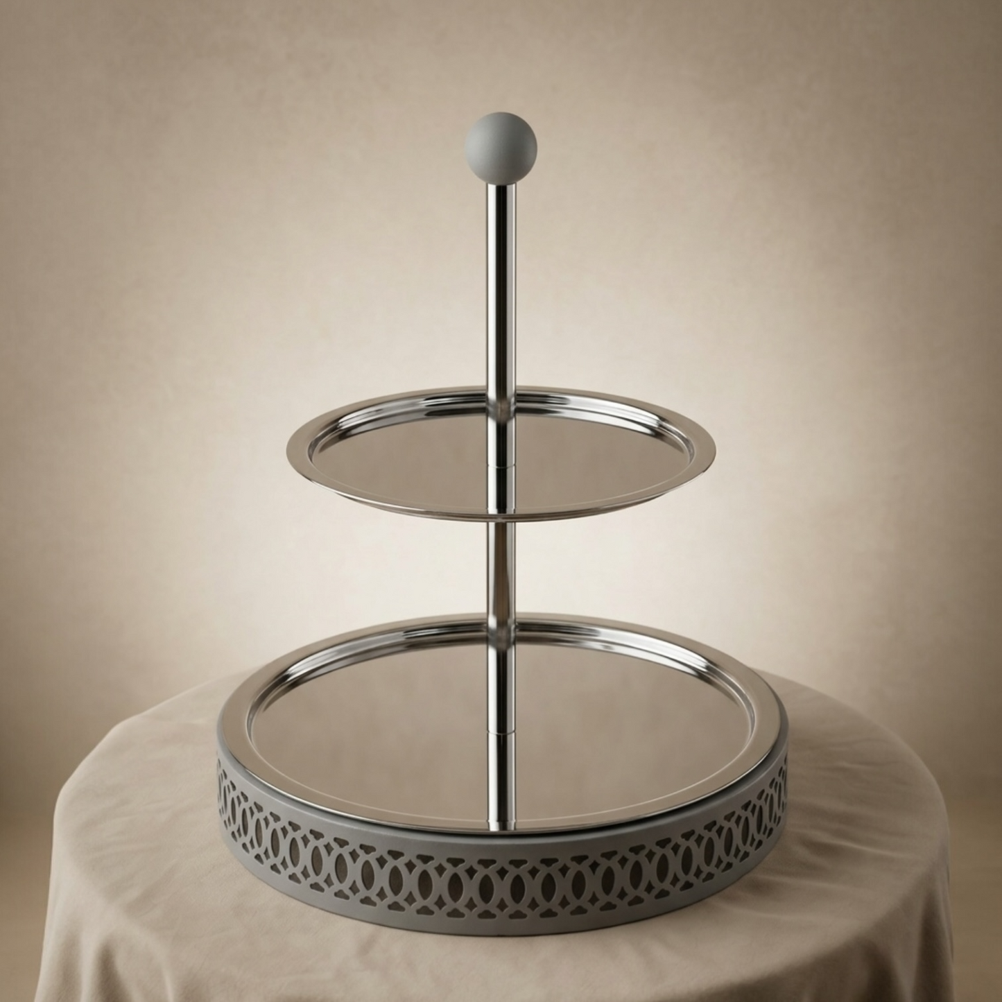 Modern 2-Tier Dessert & Candy Stand - Gray - Mawaeen