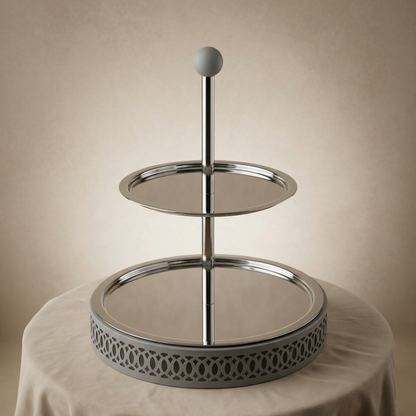 Modern 2-Tier Dessert & Candy Stand - Gray - Mawaeen