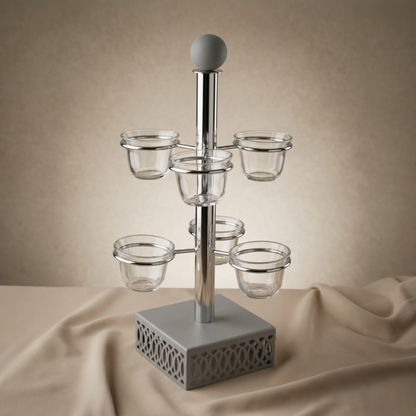 Modern 6-Piece Arabic Coffee Cup Holder – Gray - Mawaeen