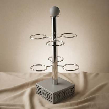 Modern 6-Piece Arabic Coffee Cup Holder – Gray - Mawaeen