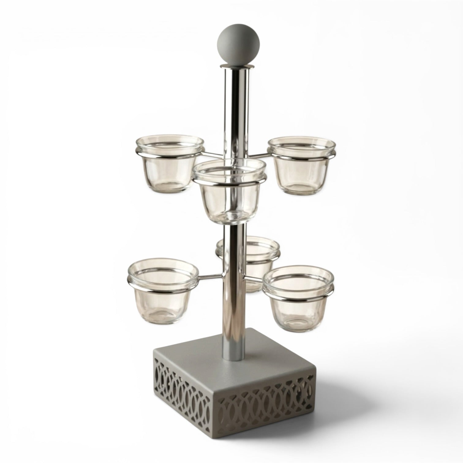 Modern 6-Piece Arabic Coffee Cup Holder – Gray - Mawaeen