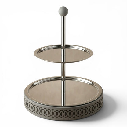 Modern 2-Tier Dessert & Candy Stand - Gray - Mawaeen