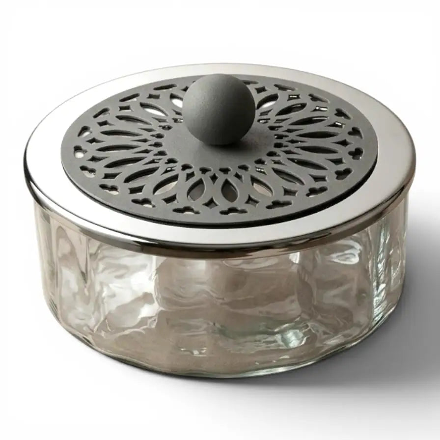 Modern Glass Candy Box (L) - Silver - Mawaeen
