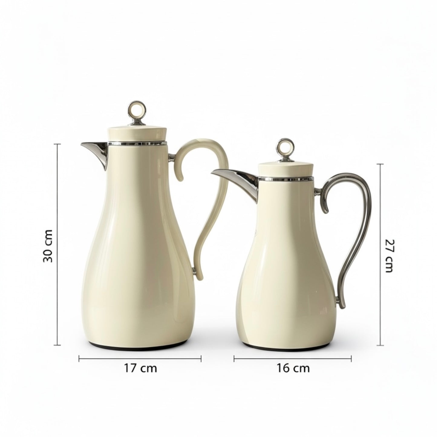 PILSCO  Premium Double Set – Coffee & Tea Thermal Flask (White & Silver, 1L + 0.7L) - Mawaeen