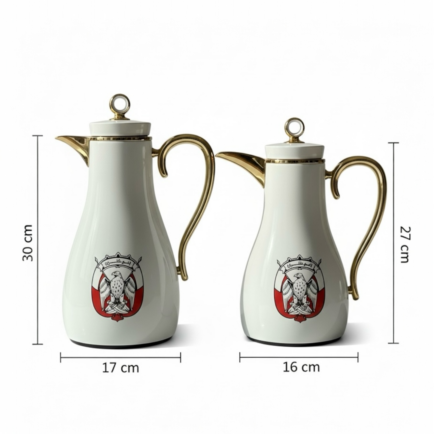 PILSCO AD Logo Double Set – Coffee & Tea Thermal Flask (White & Gold, 1L + 0.7L)