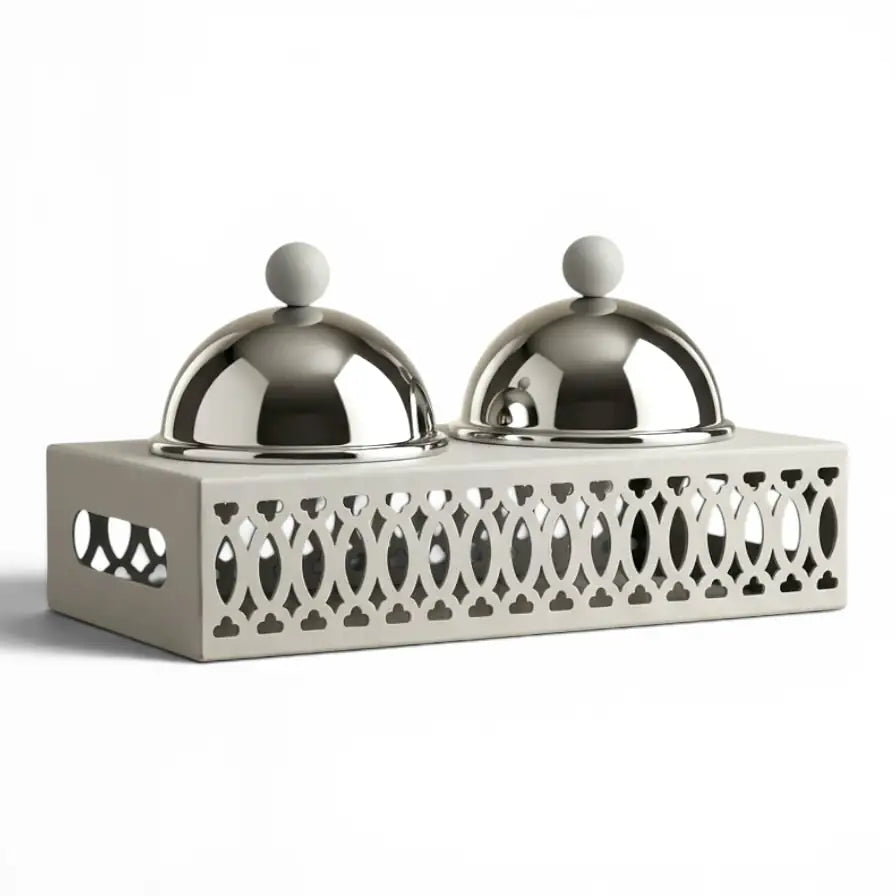 Modern Dual Candy Bowl Set - Gray - Mawaeen