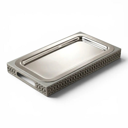 Modern Rectangular Serving Tray (L) – Silver - Mawaeen