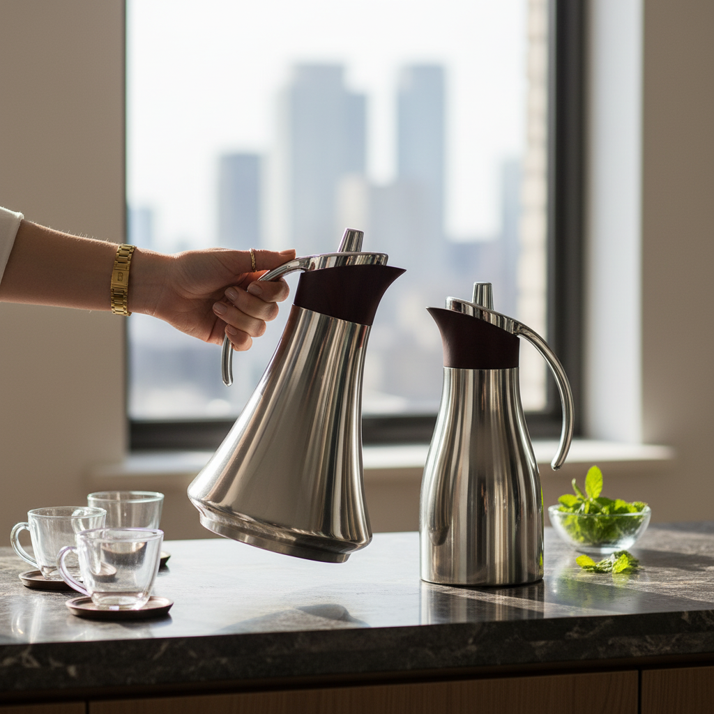 REFAL Double Set – Coffee & Tea Thermal Flask (Silver & Wood, 1L + 1L) - Mawaeen