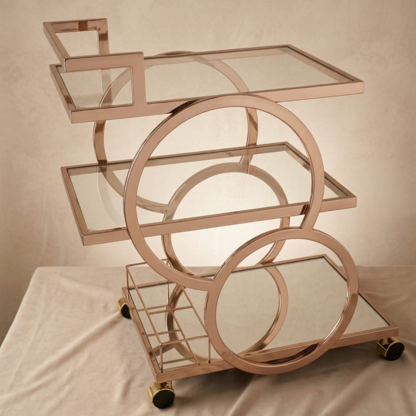 Modern 3-Tier Gold Serving Trolley - Mawaeen