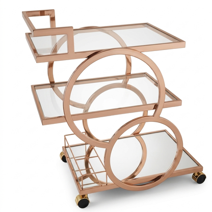 Modern 3-Tier Gold Serving Trolley - Mawaeen