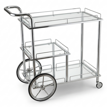 Modern 3-Tier Silver Serving Trolley - Mawaeen