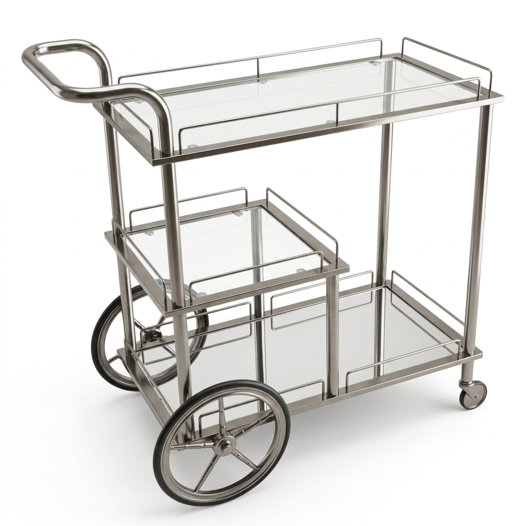 Modern 3-Tier Black Serving Trolley - Mawaeen