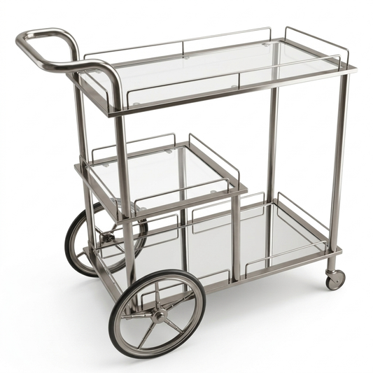Modern 3-Tier Black Serving Trolley - Mawaeen