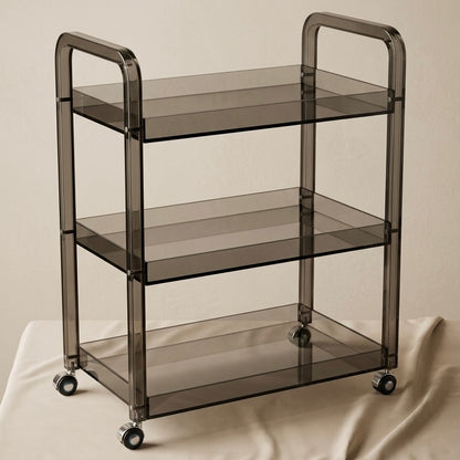 Modern 3-Tier Smoked Acrylic Serving Trolley - Mawaeen