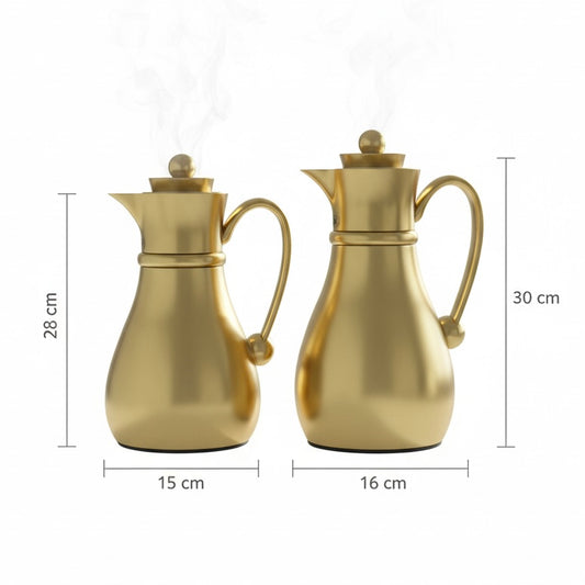 Najib Double Set – Coffee & Tea Thermal Flask ( Gold, 1L + 0.7L)