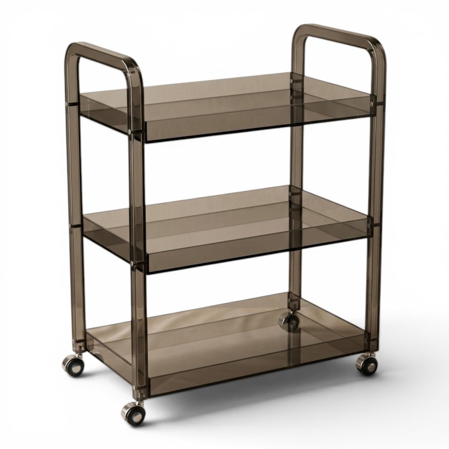 Modern 3-Tier Smoked Acrylic Serving Trolley - Mawaeen