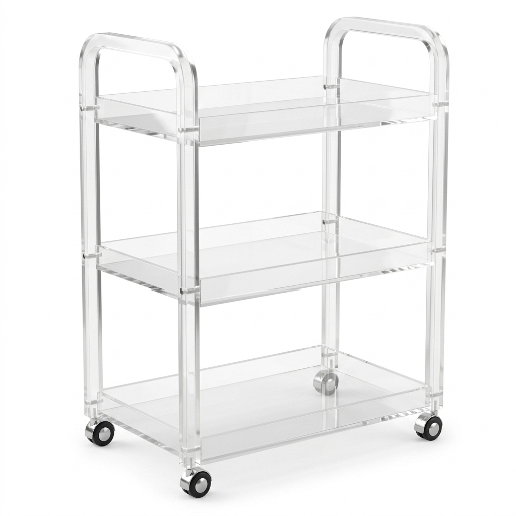 Modern 3-Tier Clear Acrylic Serving Trolley - Mawaeen