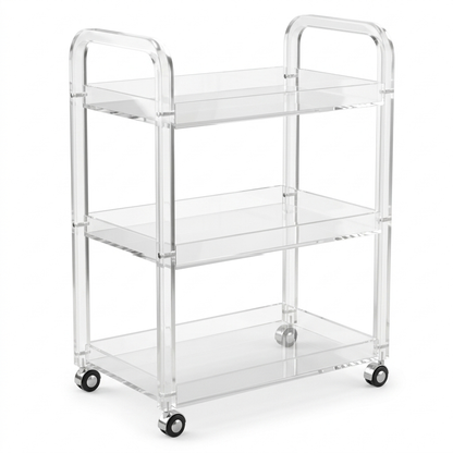 Modern 3-Tier Clear Acrylic Serving Trolley - Mawaeen