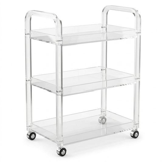 Modern 3-Tier Clear Acrylic Serving Trolley - Mawaeen