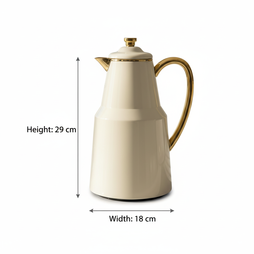 Pilsco Premium Thermal Flask – (ivory & gold, 1.3L) - Mawaeen