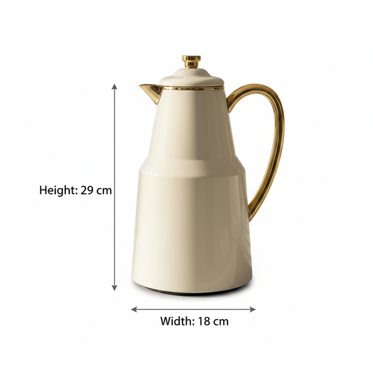 Pilsco Premium Thermal Flask – (ivory & gold, 1.3L) - Mawaeen