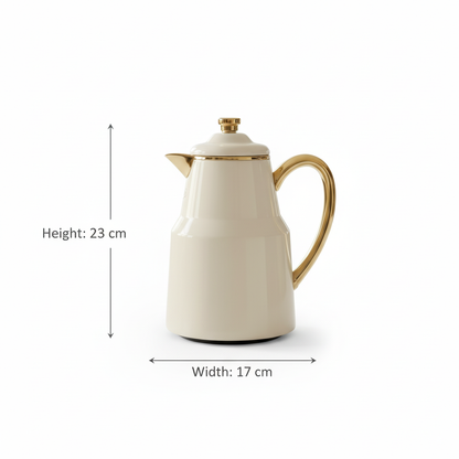 Pilsco Premium Thermal Flask – (ivory & gold, 0.65L) - Mawaeen