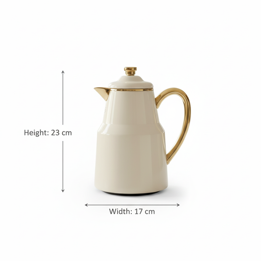 Pilsco Premium Thermal Flask – (ivory & gold, 0.65L) - Mawaeen
