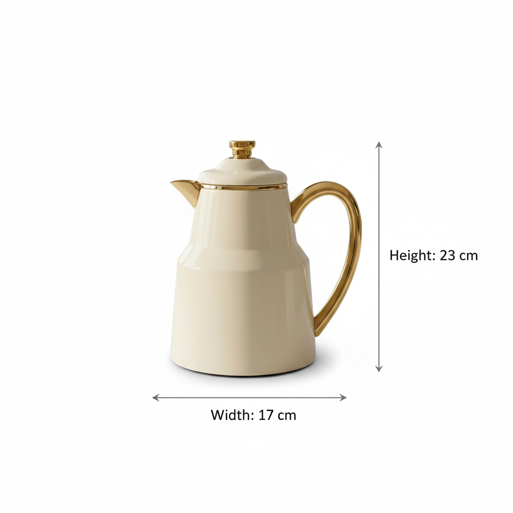 Pilsco Premium Thermal Flask – (ivory & gold, 0.35L) - Mawaeen