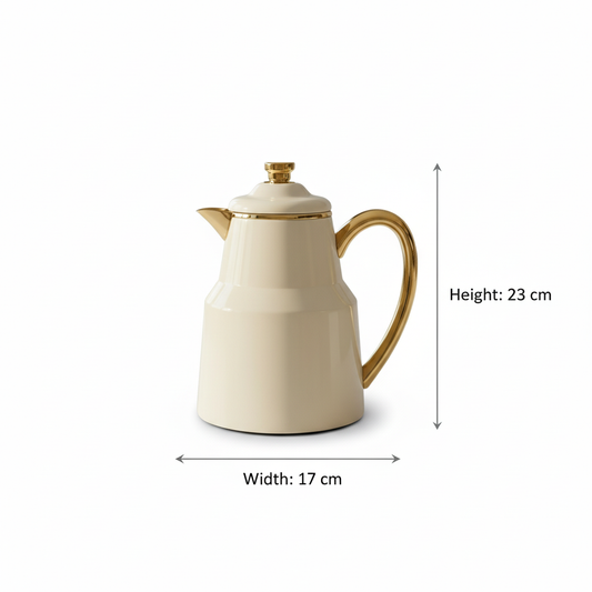 Pilsco Premium Thermal Flask – (ivory & gold, 0.35L) - Mawaeen