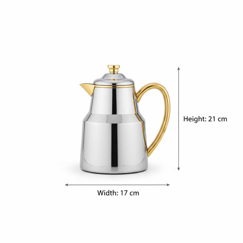 Pilsco Premium Thermal Flask – (Silver & Gold, 0.35L) - Mawaeen