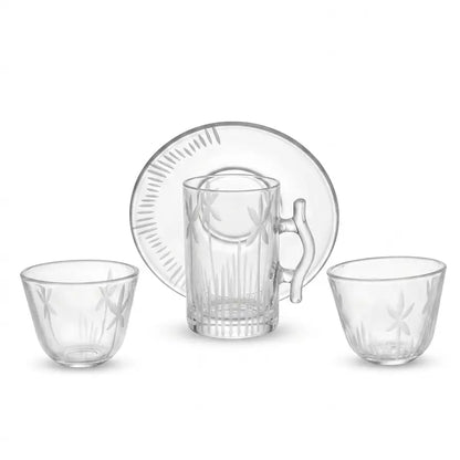 Modern 18-Piece Clear Glass Tea & Arabic Coffee Set - Mawaeen