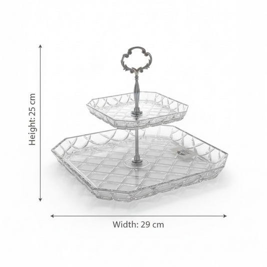 Mawaeen 2-Tier Luxury Glass Cake Stand – Elegant Serving Display