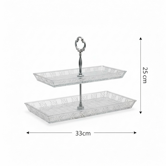 Mawaeen 2-Tier Luxury Glass Candy Plate – Elegant Serving Display