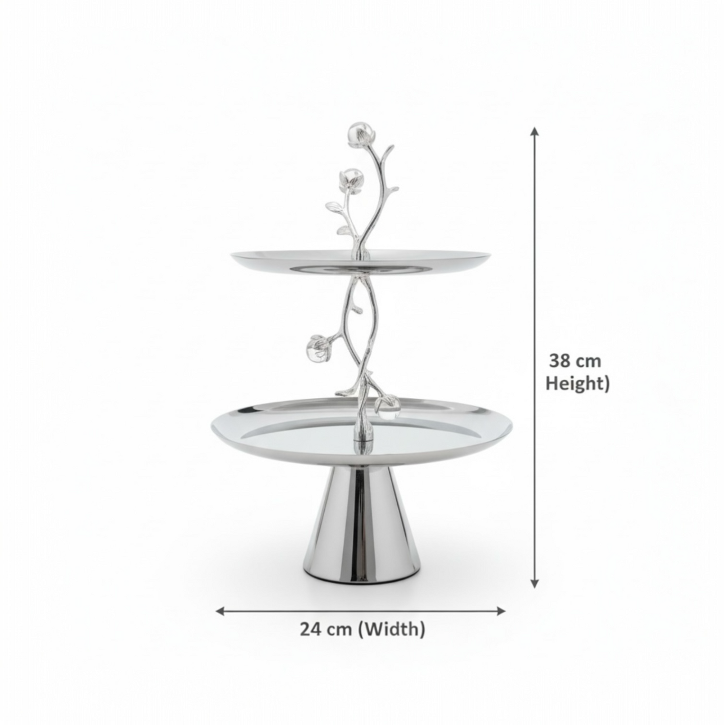 Mawaeen Luxury 2-Layer Candy Plate – Silver Floral Design - Mawaeen
