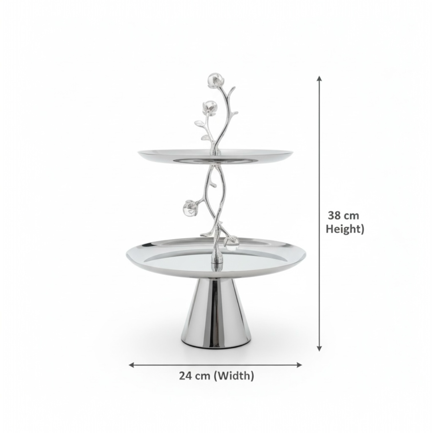 Mawaeen Luxury 2-Layer Candy Plate – Silver Floral Design - Mawaeen