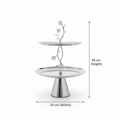 Mawaeen Luxury 2-Layer Candy Plate – Silver Floral Design - Mawaeen