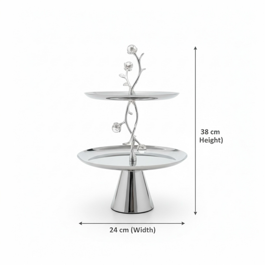 Mawaeen Luxury 2-Layer Candy Plate – Silver Floral Design - Mawaeen
