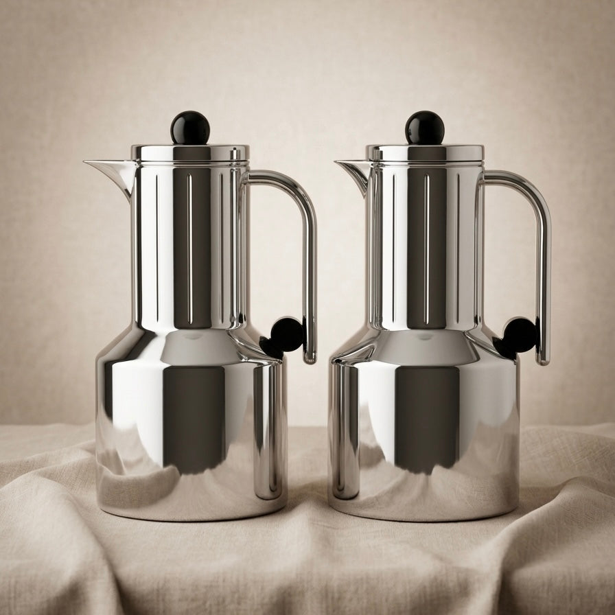 Regal Modern 2-Piece Mirror Silver Flask Set (1L + 1L) - Mawaeen