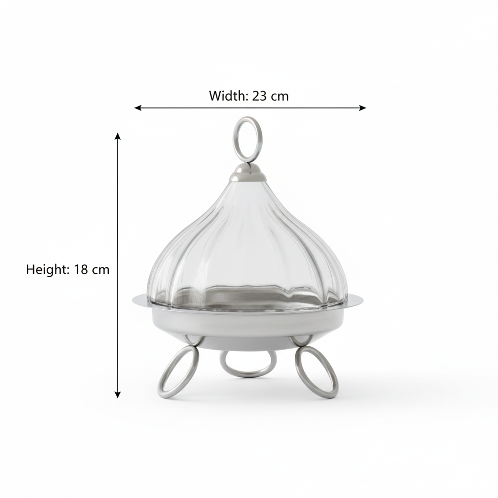 Mawaeen Raised Dessert Tajin with Wavy Glass Dome (M) - Mawaeen