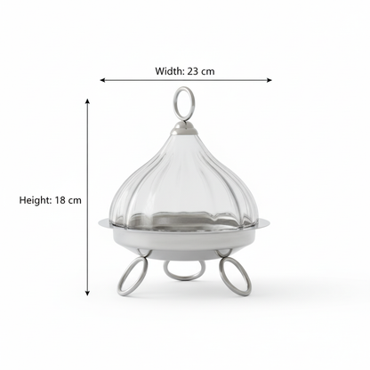Mawaeen Raised Dessert Tajin with Wavy Glass Dome (M) - Mawaeen