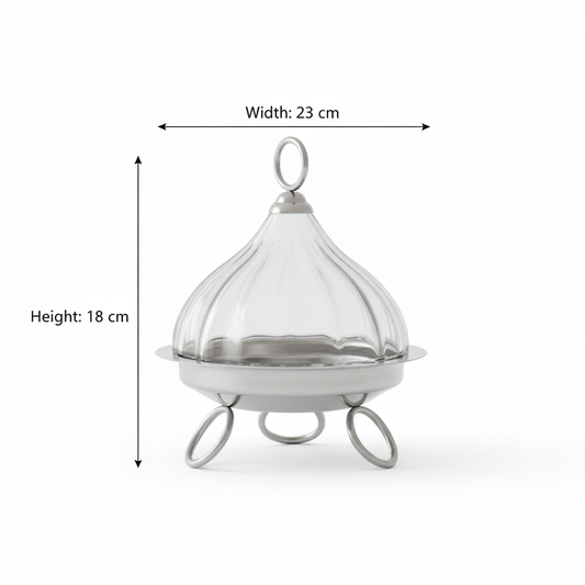 Mawaeen Raised Dessert Tajin with Wavy Glass Dome (M)